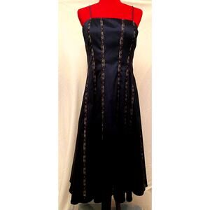 Y2K Style Prom Cocktail Dress Black Tie Spaghetti Straps sz 12 lace and tulle